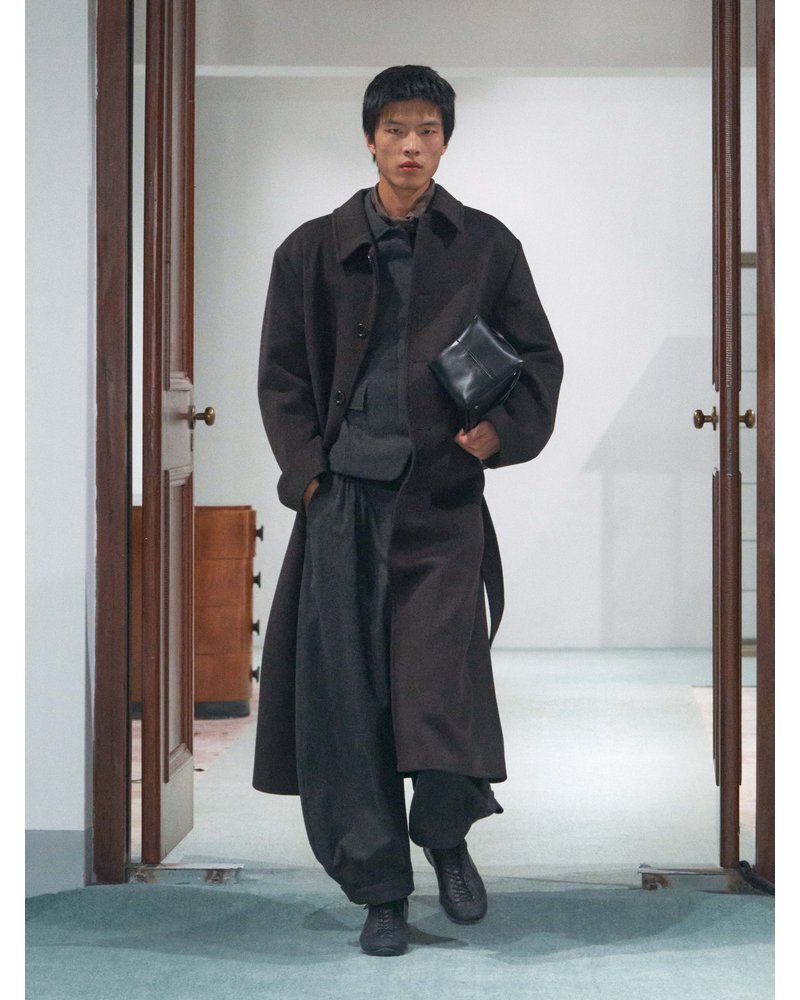 MEN'S WOOL SHIRRING PANTS -CHARCOAL-