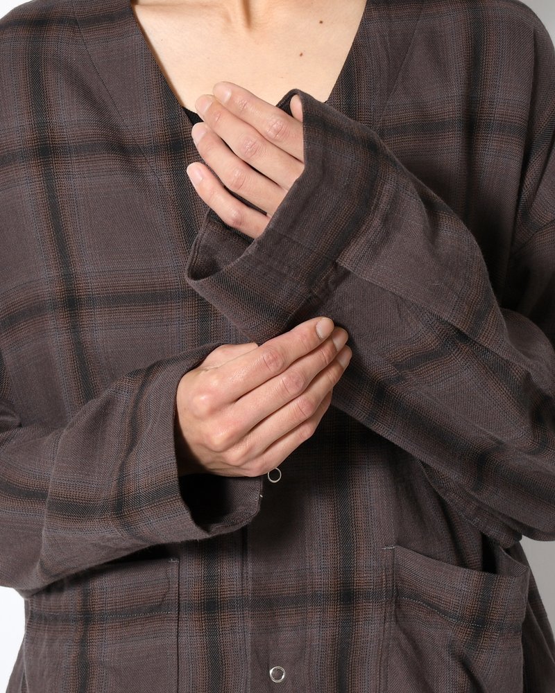 F.E CARDIGAN PLAID -CHARCOAL PLAID-