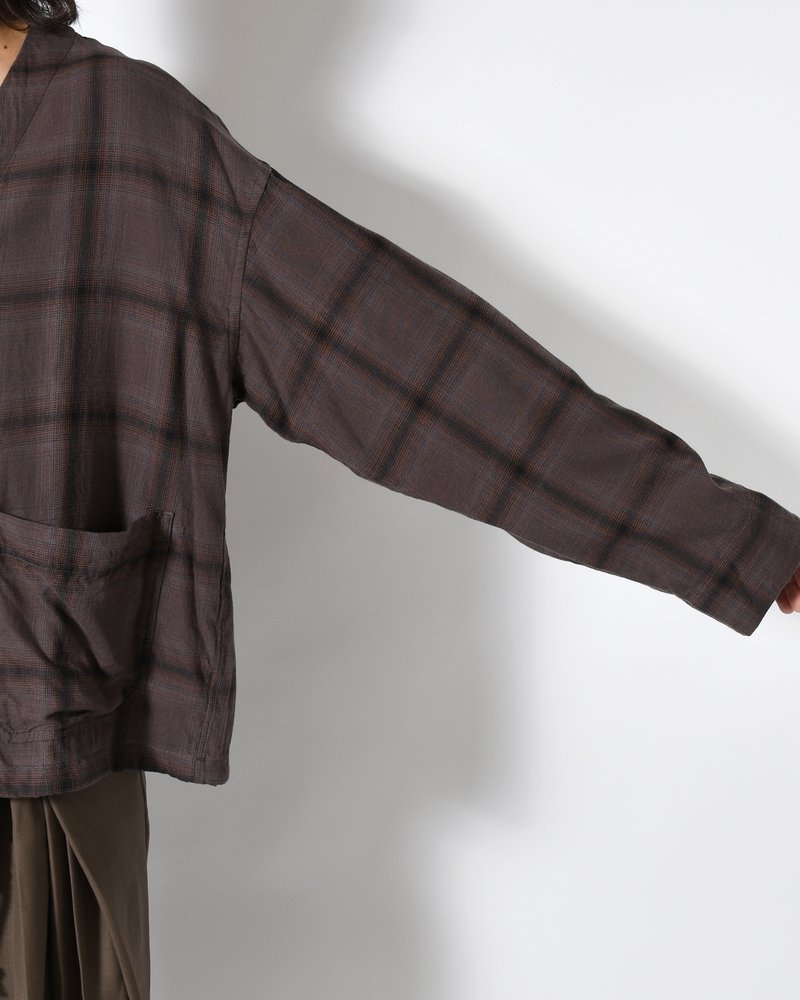 F.E CARDIGAN PLAID -CHARCOAL PLAID-