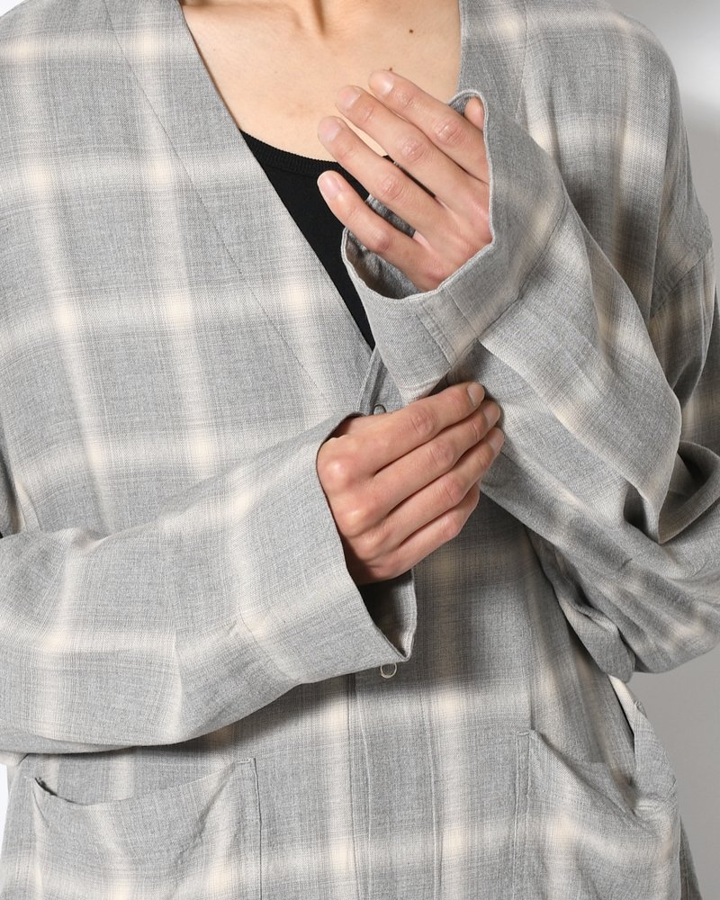 F.E CARDIGAN PLAID -H.GREY PLAID-