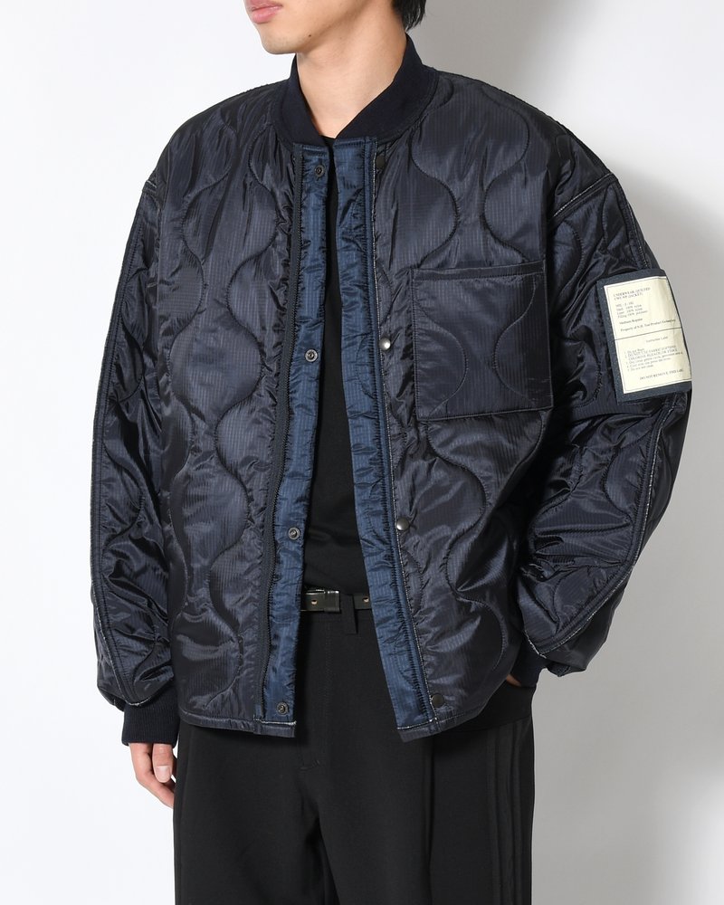 QUILTED JACKET -NAVY-
