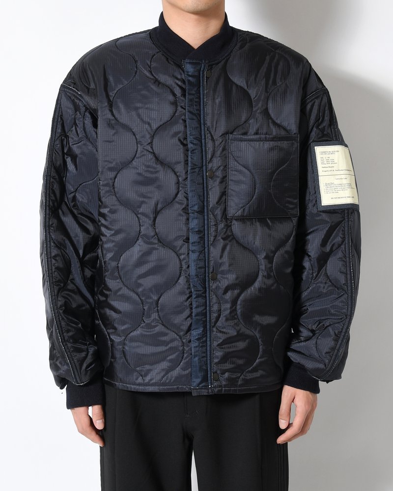 QUILTED JACKET -NAVY-