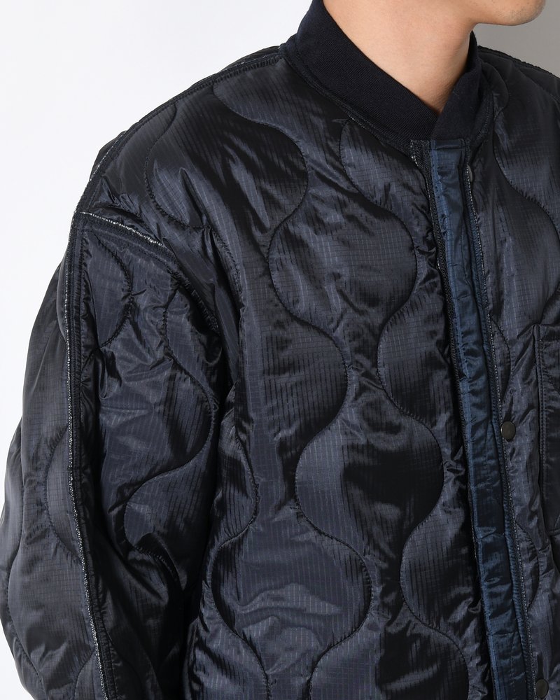 QUILTED JACKET -NAVY-