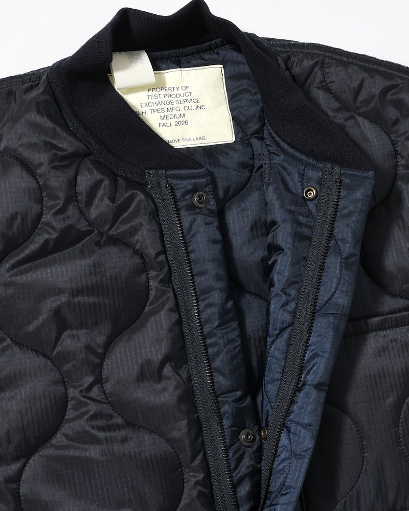 QUILTED JACKET -NAVY-