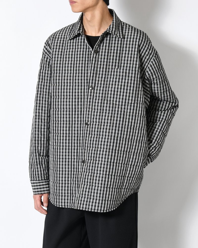 QUILTED SHIRT BLOUSON -BLACK CHECK-