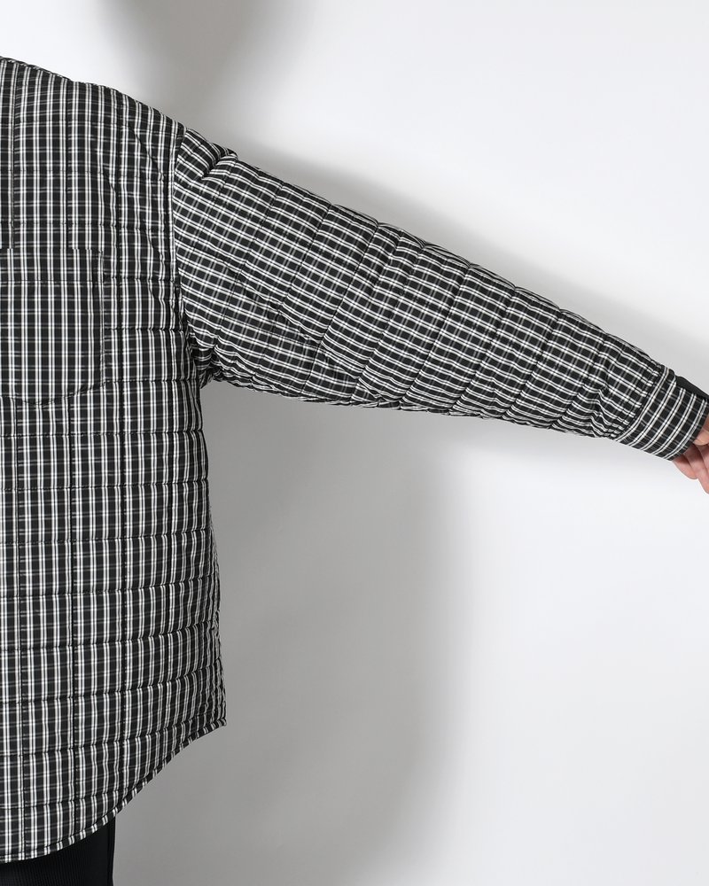 QUILTED SHIRT BLOUSON -BLACK CHECK-