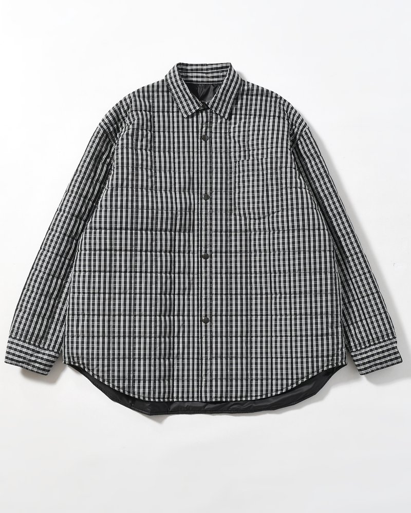 QUILTED SHIRT BLOUSON -BLACK CHECK-