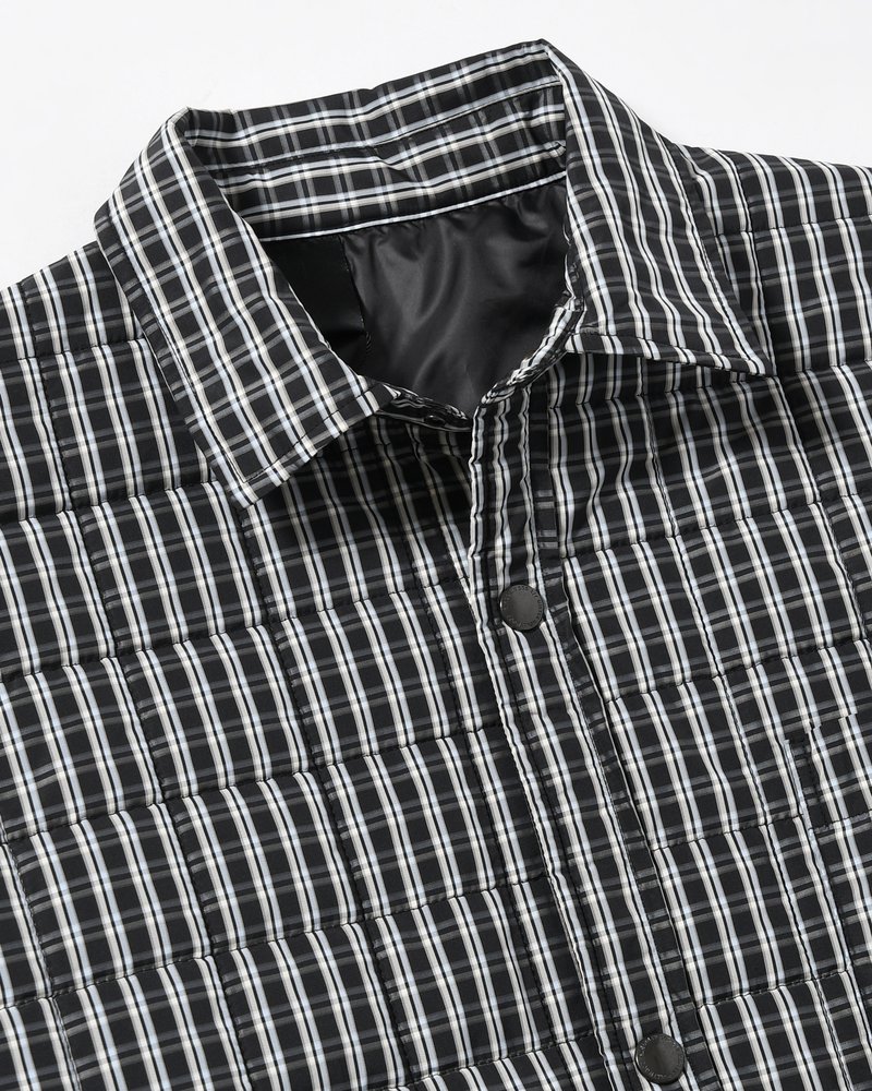 QUILTED SHIRT BLOUSON -BLACK CHECK-