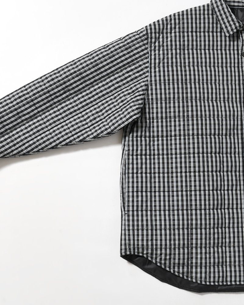 QUILTED SHIRT BLOUSON -BLACK CHECK-