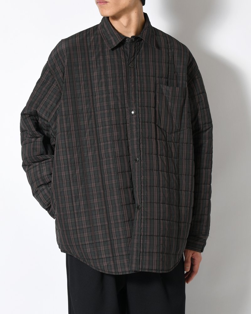 QUILTED SHIRT BLOUSON -GREEN CHECK-