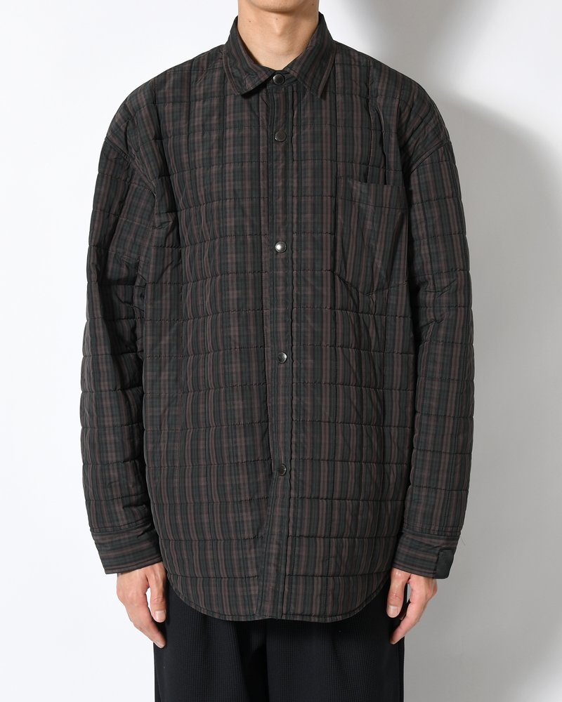 QUILTED SHIRT BLOUSON -GREEN CHECK-