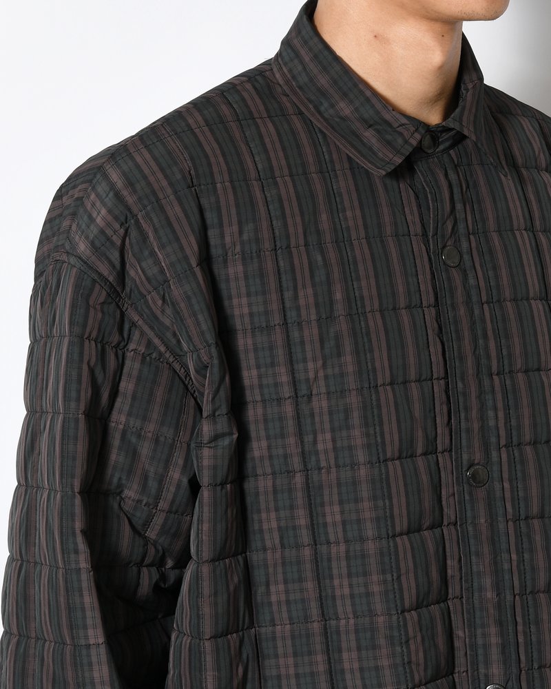 QUILTED SHIRT BLOUSON -GREEN CHECK-