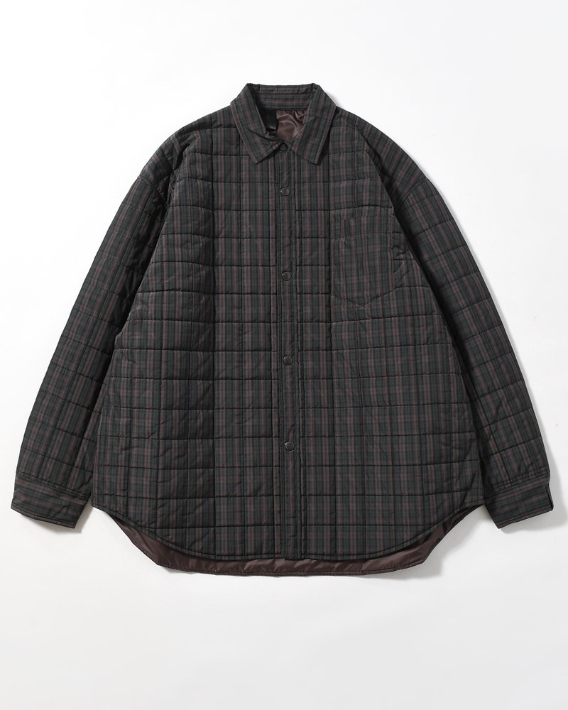 QUILTED SHIRT BLOUSON -GREEN CHECK-