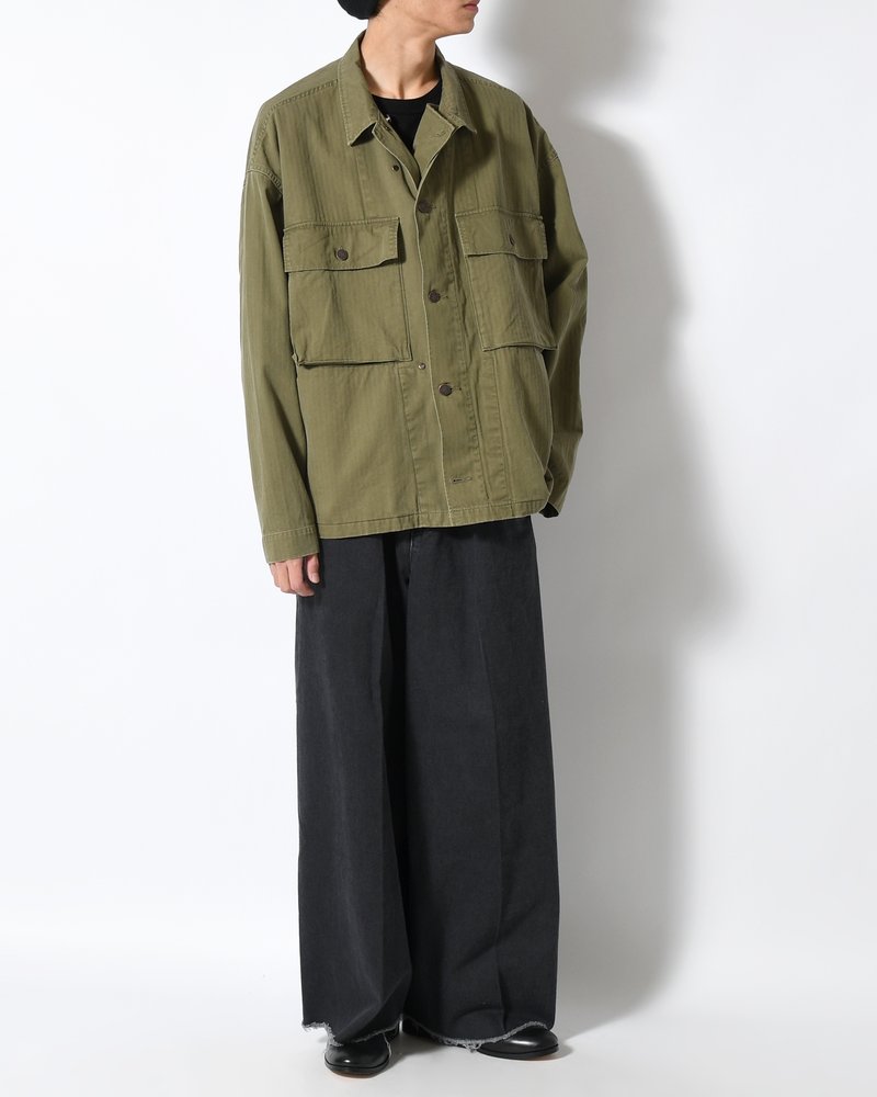 HERRINGBONE TWILL JACKET -KHAKI-