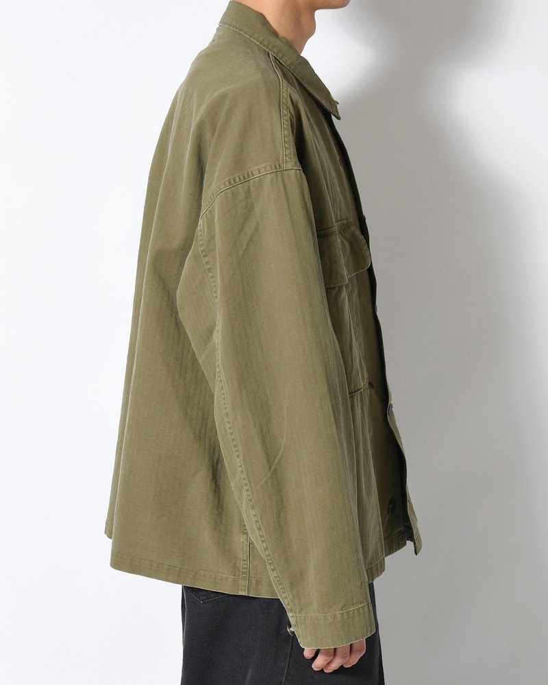 HERRINGBONE TWILL JACKET -KHAKI-