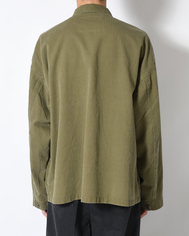 HERRINGBONE TWILL JACKET -KHAKI-
