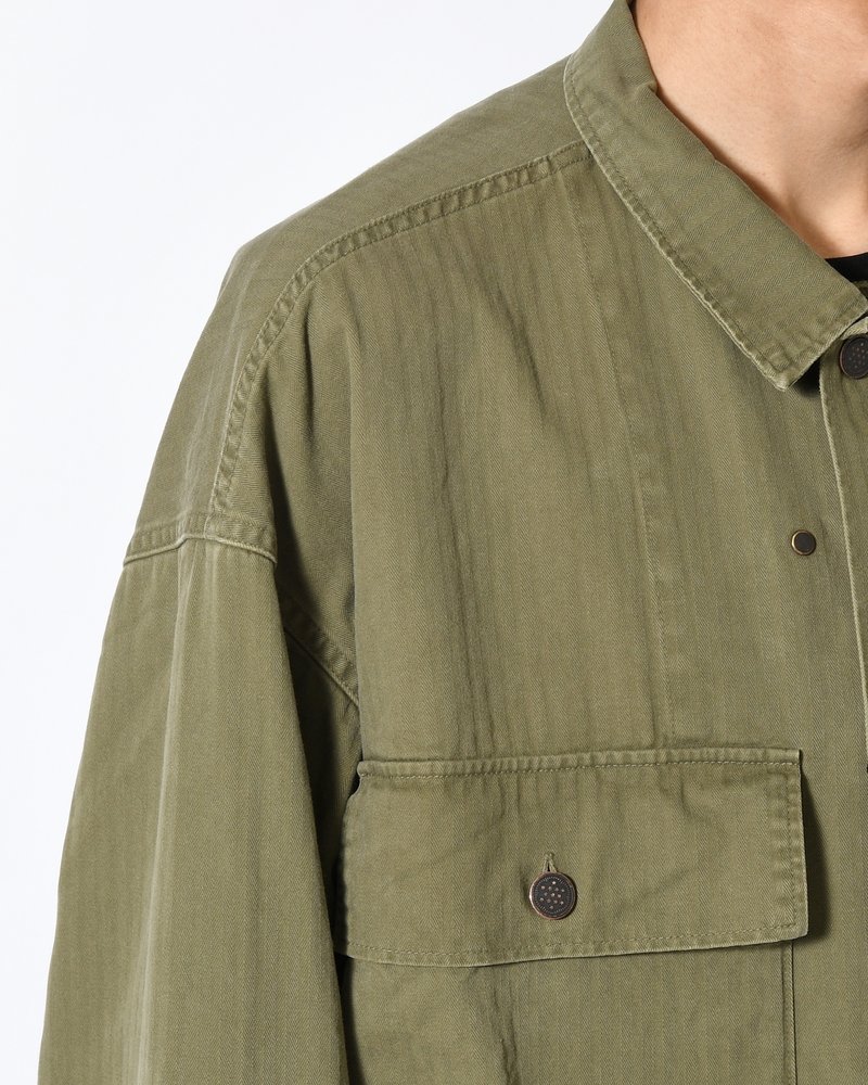 HERRINGBONE TWILL JACKET -KHAKI-