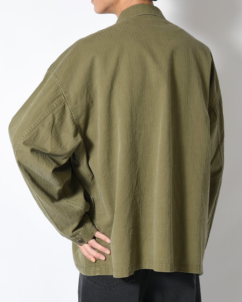 HERRINGBONE TWILL JACKET -KHAKI-