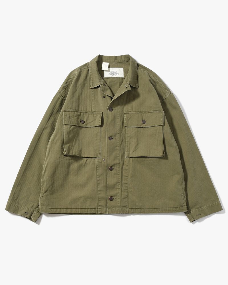 HERRINGBONE TWILL JACKET -KHAKI-