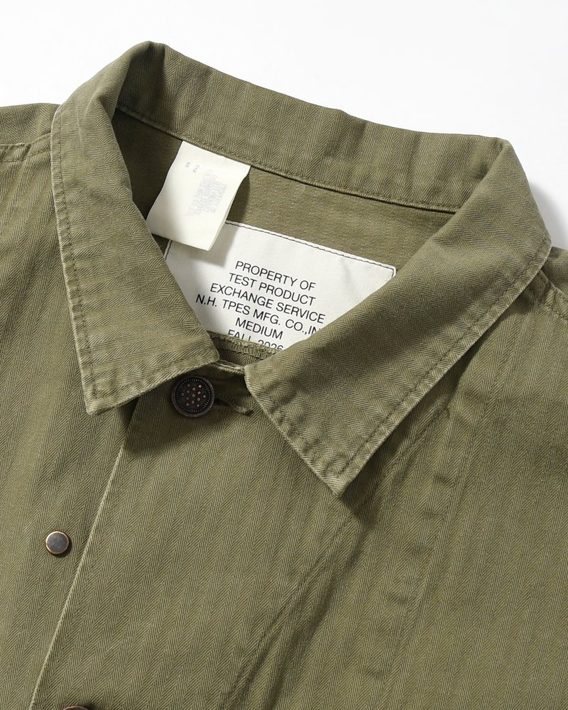 HERRINGBONE TWILL JACKET -KHAKI-