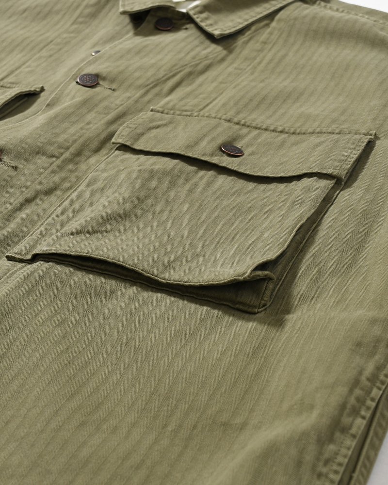 HERRINGBONE TWILL JACKET -KHAKI-