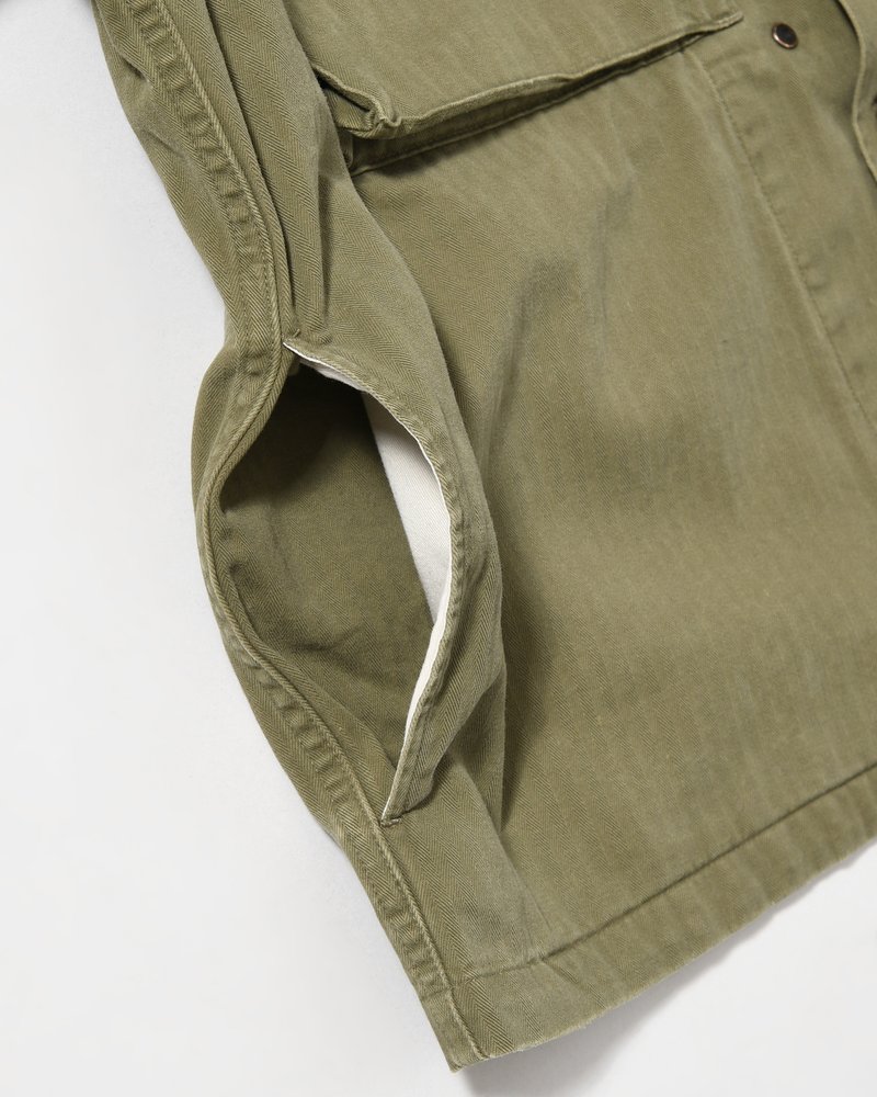 HERRINGBONE TWILL JACKET -KHAKI-