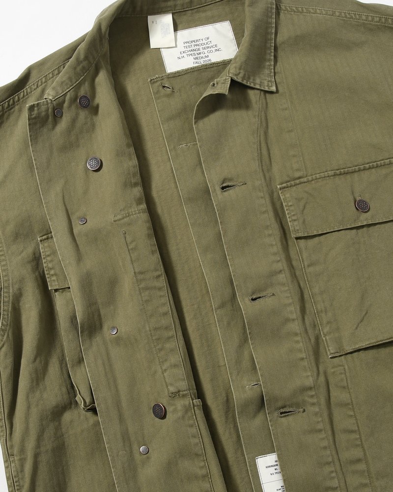 HERRINGBONE TWILL JACKET -KHAKI-