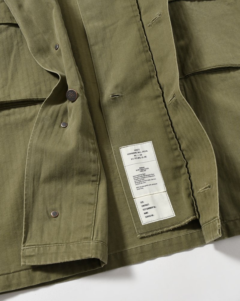 HERRINGBONE TWILL JACKET -KHAKI-