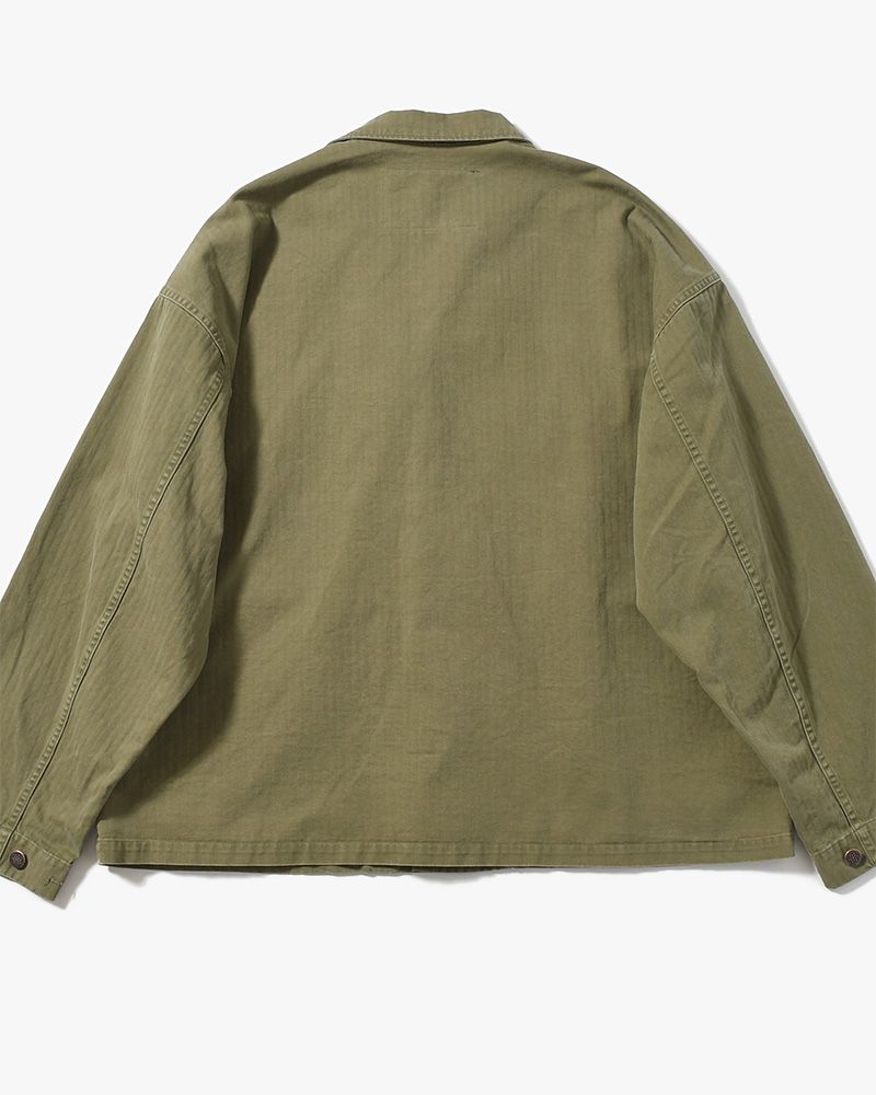 HERRINGBONE TWILL JACKET -KHAKI-