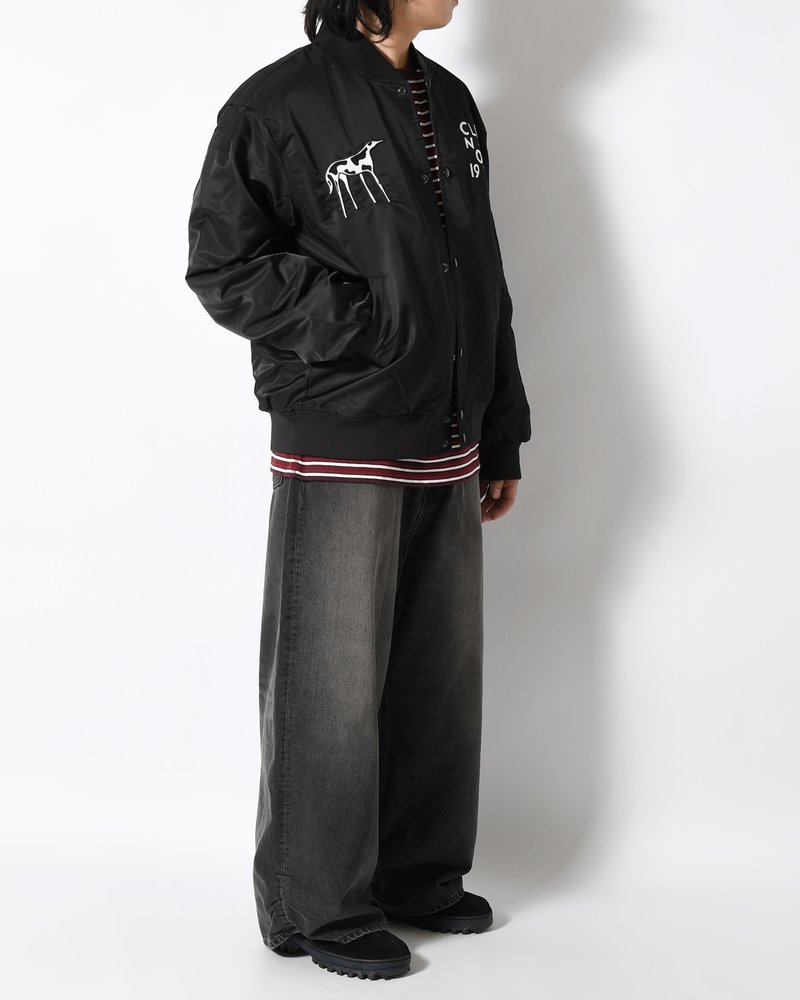 CLUB NOT 1976 SATIN BOMBER JACKET -BLACK-