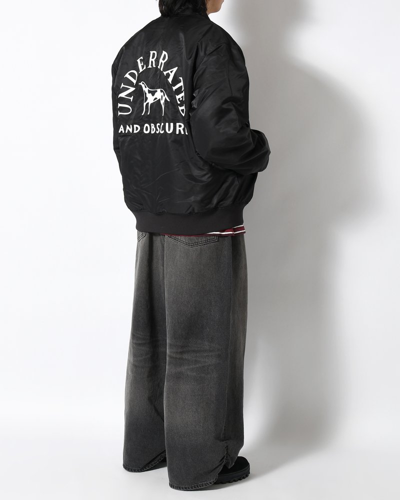 CLUB NOT 1976 SATIN BOMBER JACKET -BLACK-