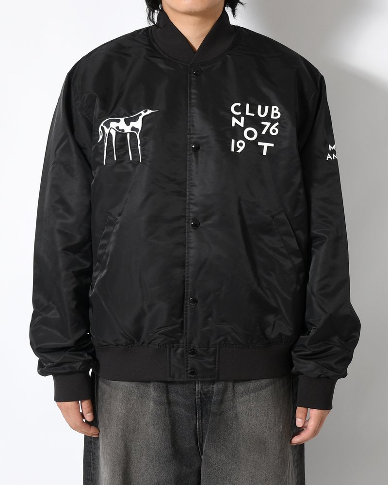 CLUB NOT 1976 SATIN BOMBER JACKET -BLACK-