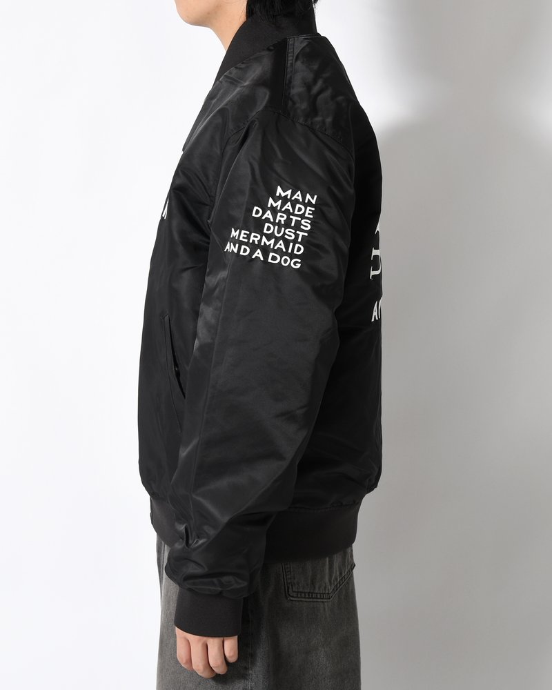 CLUB NOT 1976 SATIN BOMBER JACKET -BLACK-