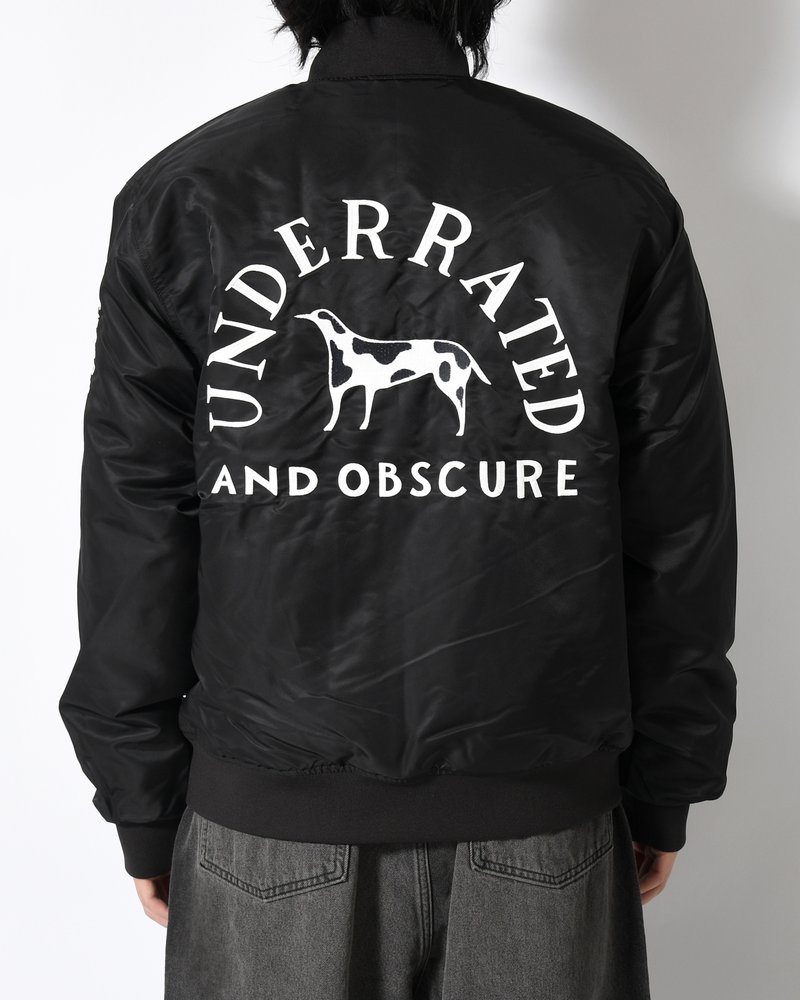 CLUB NOT 1976 SATIN BOMBER JACKET -BLACK-