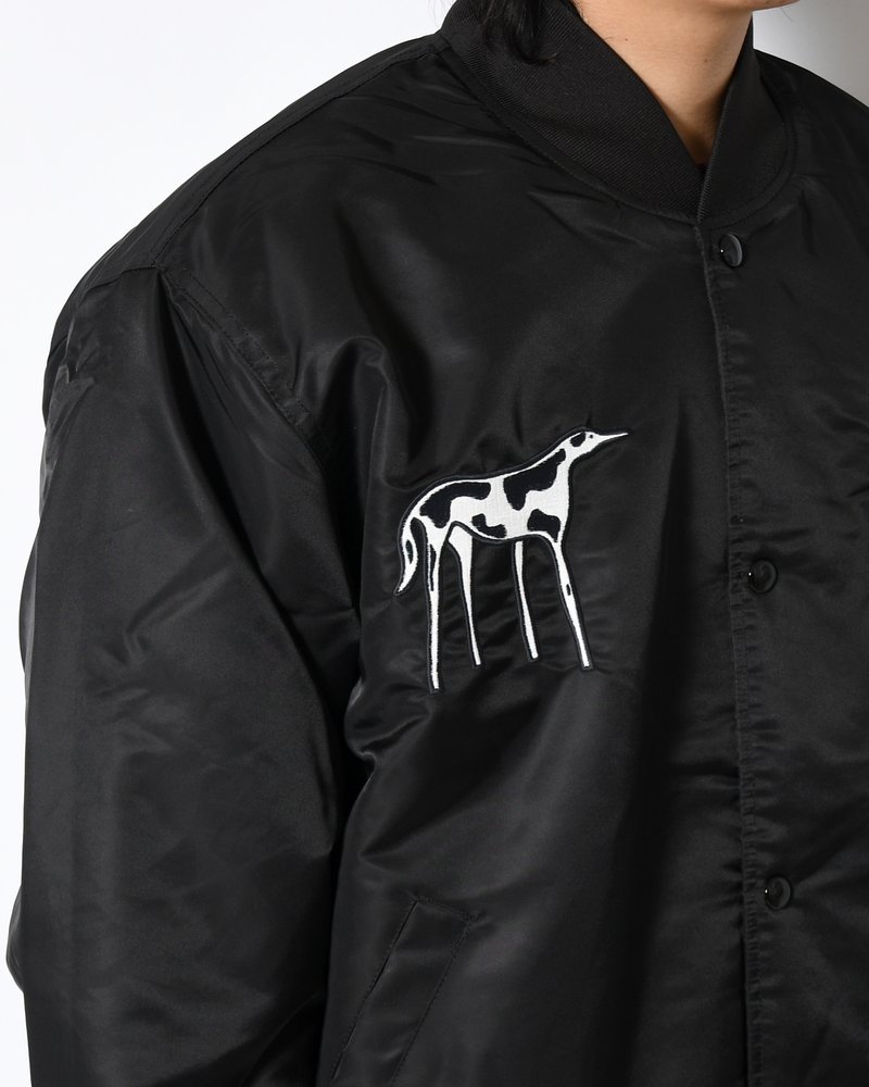 CLUB NOT 1976 SATIN BOMBER JACKET -BLACK-