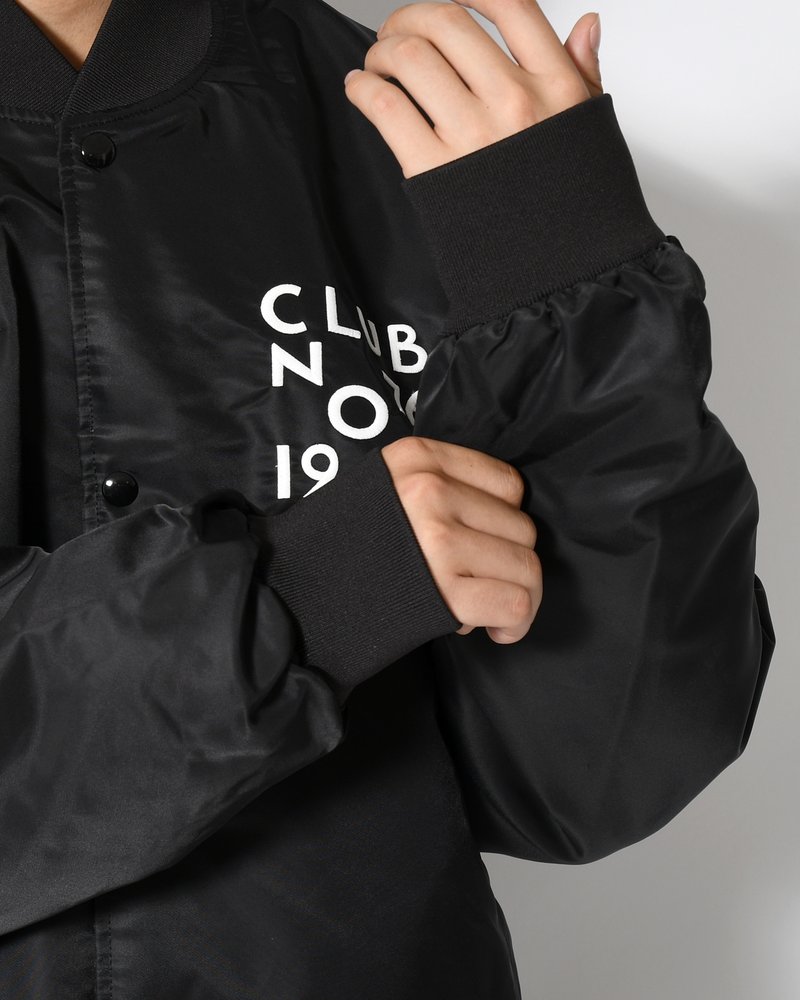 CLUB NOT 1976 SATIN BOMBER JACKET -BLACK-