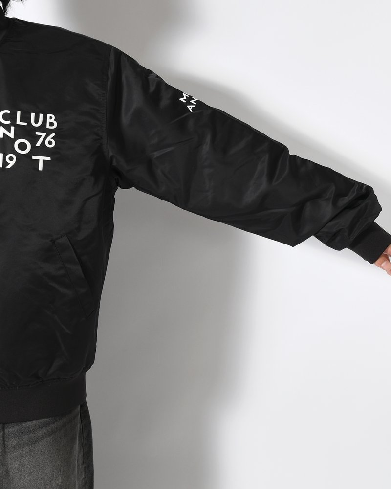 CLUB NOT 1976 SATIN BOMBER JACKET -BLACK-