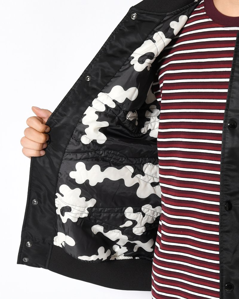 CLUB NOT 1976 SATIN BOMBER JACKET -BLACK-