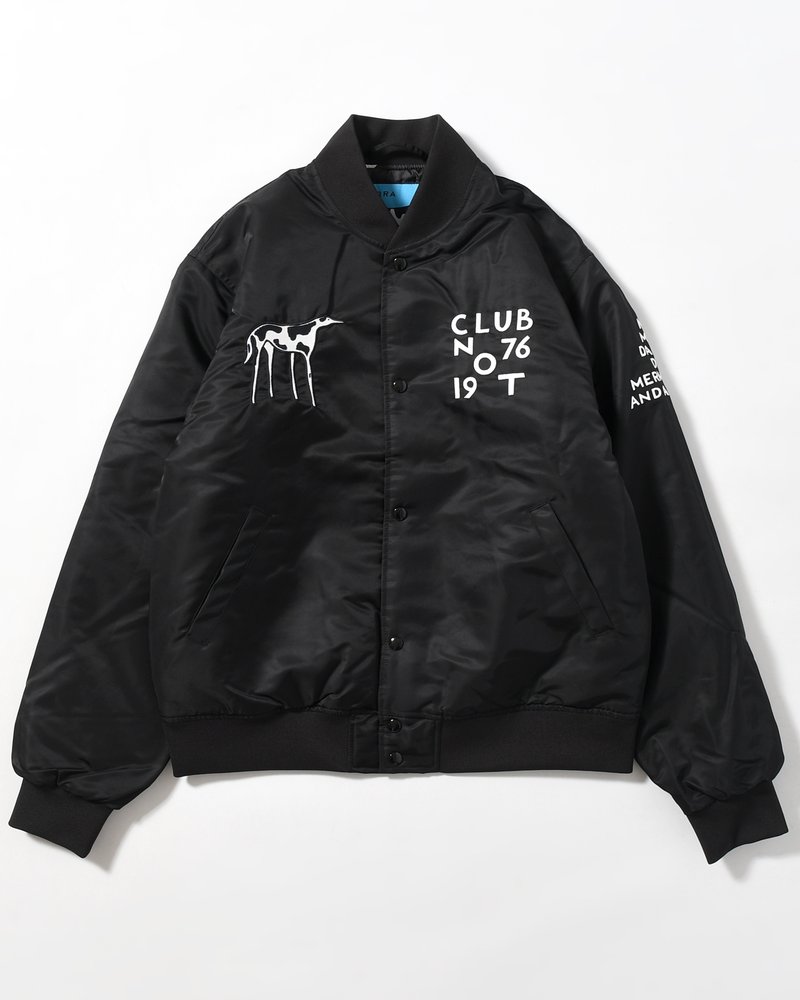 CLUB NOT 1976 SATIN BOMBER JACKET -BLACK-
