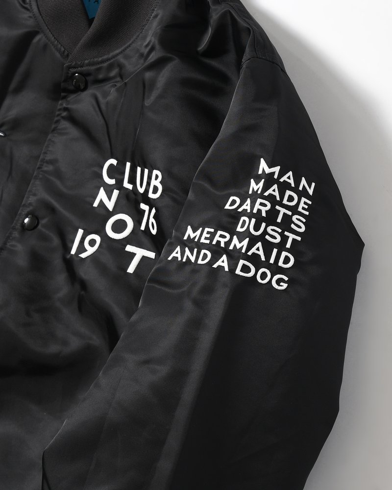 CLUB NOT 1976 SATIN BOMBER JACKET -BLACK-