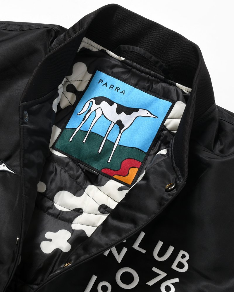 CLUB NOT 1976 SATIN BOMBER JACKET -BLACK-