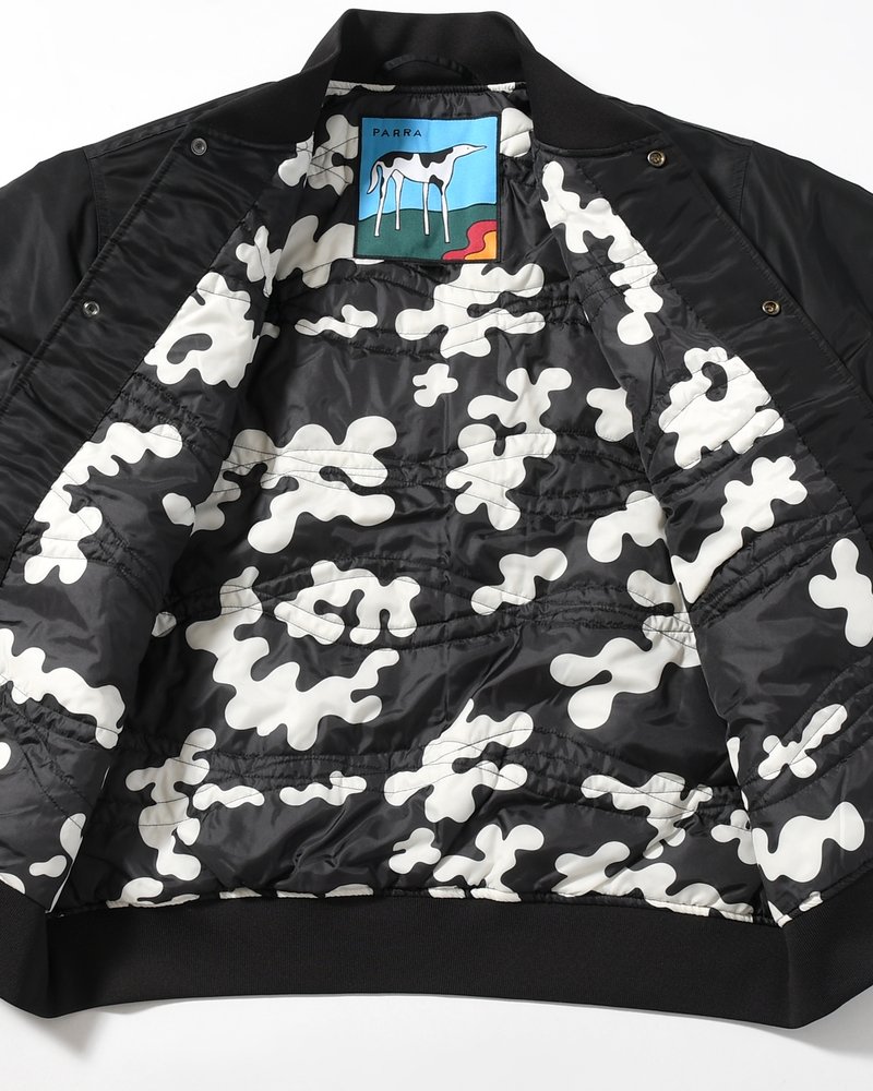 CLUB NOT 1976 SATIN BOMBER JACKET -BLACK-