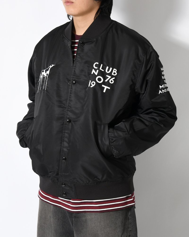 CLUB NOT 1976 SATIN BOMBER JACKET -BLACK-