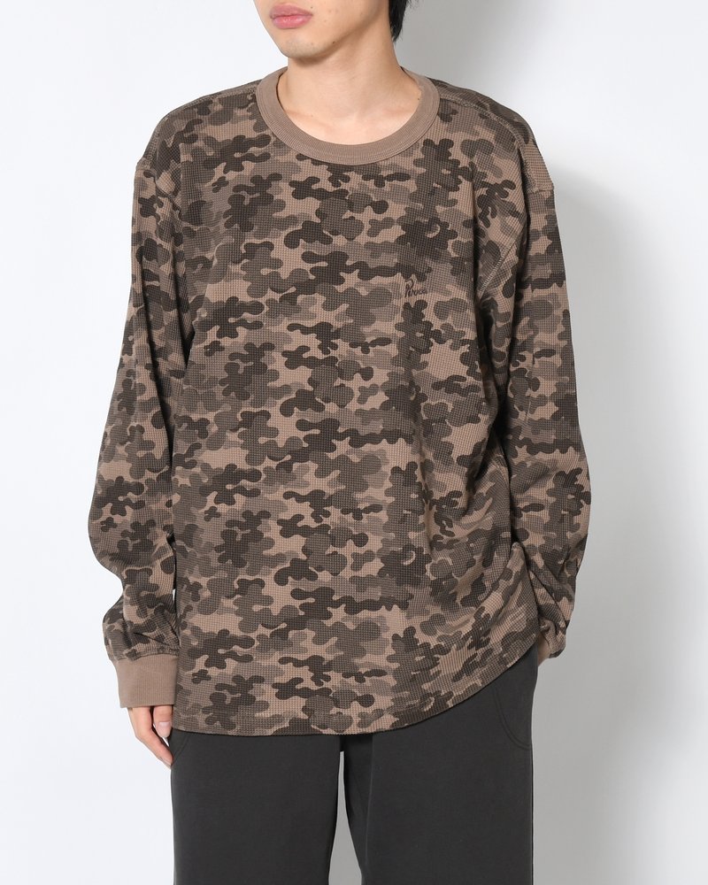 CAMO WOOFLES LONG SLEEVE T-SHIRT -BROWN-