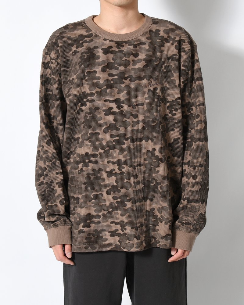 CAMO WOOFLES LONG SLEEVE T-SHIRT -BROWN-