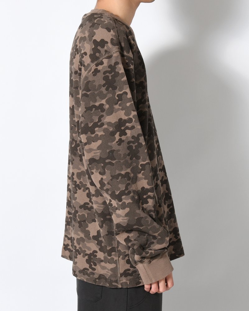 CAMO WOOFLES LONG SLEEVE T-SHIRT -BROWN-