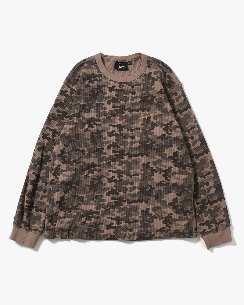 CAMO WOOFLES LONG SLEEVE T-SHIRT -BROWN-