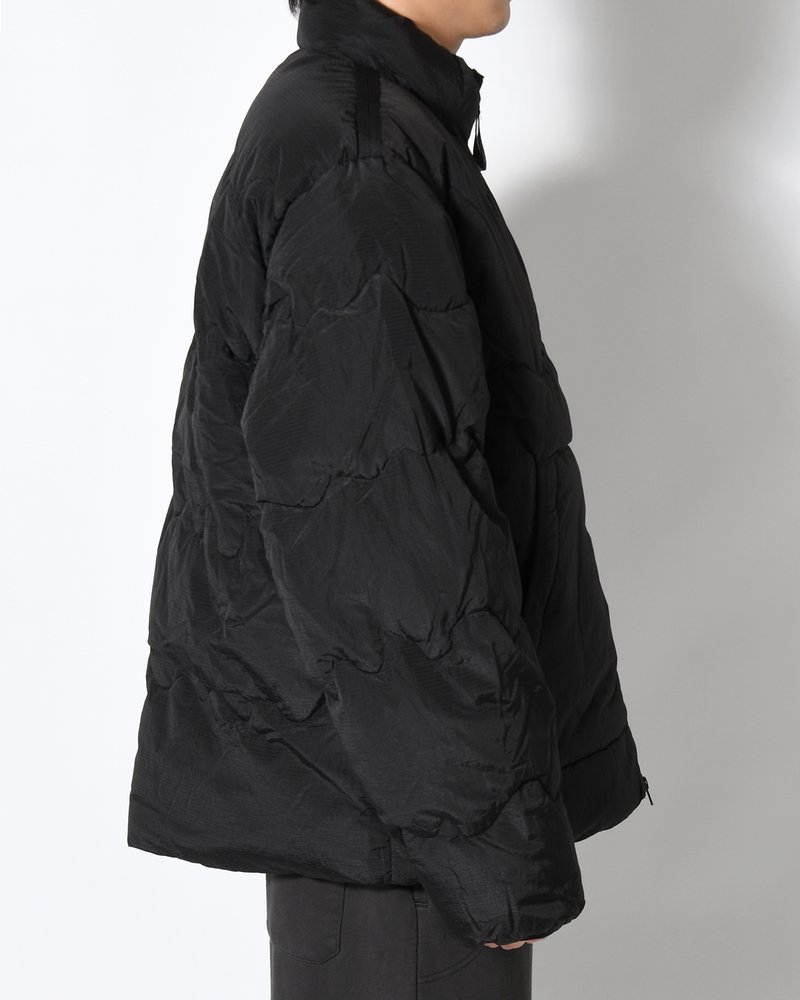 WAVY PUFFER JACKET -BLACK-