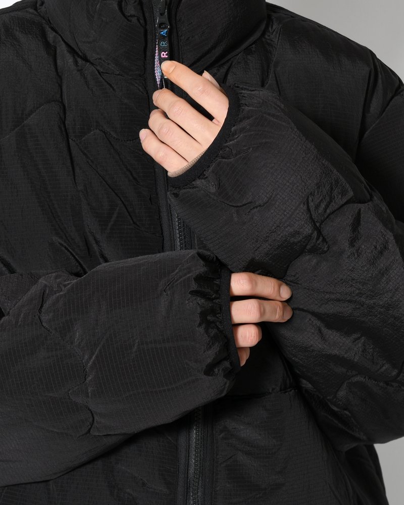 WAVY PUFFER JACKET -BLACK-