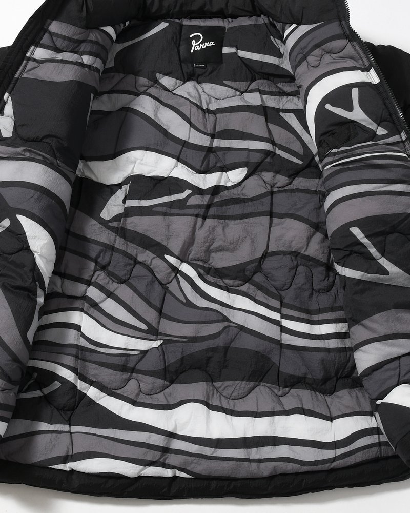 WAVY PUFFER JACKET -BLACK-